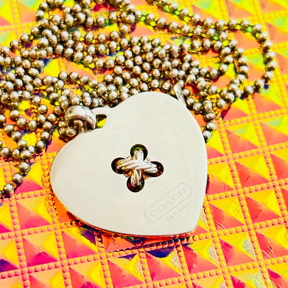 💰SOLD💰RARE Coach 925 Sterling Silver Heart Necklace - Picture 4 of 11